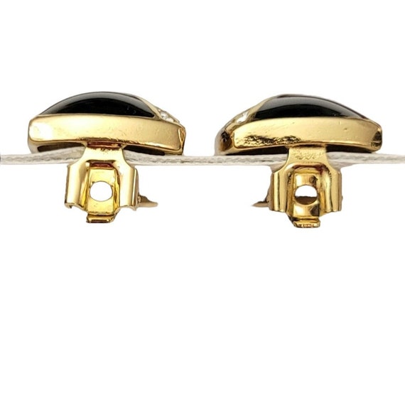 Christian Dior Gold Tone Black Enamel & Clear Rhi… - image 5