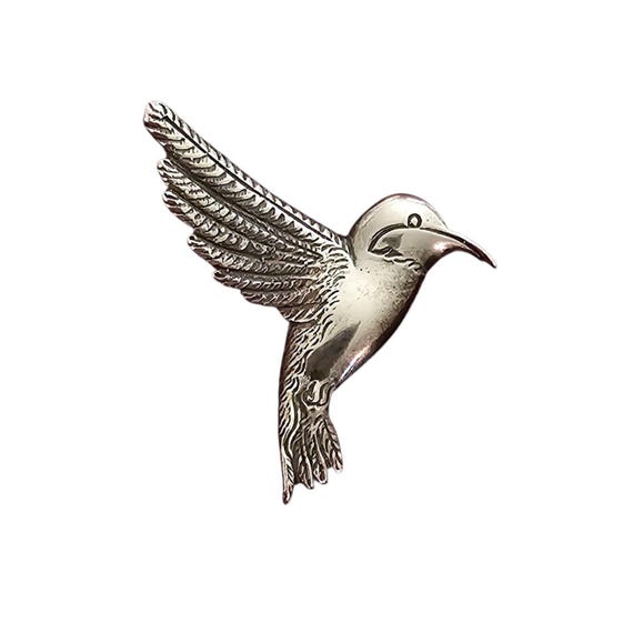 H & H Sterling Silver Hummingbird Lapel Pin, Signed