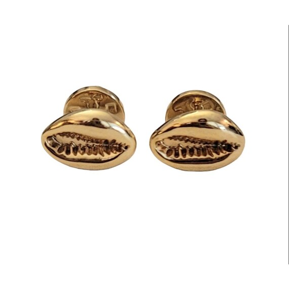 Tory Burch Gold Tone Seashell Pierced Stud Earrings  K290