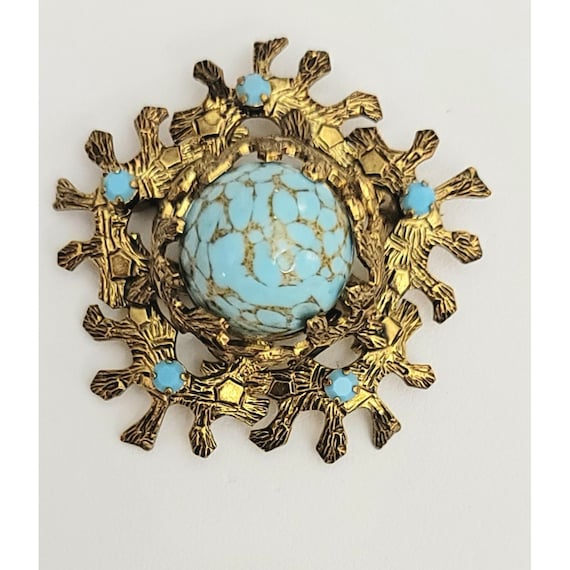 Germany, Austria Style Turquoise-Color Cluster Brooch, M249