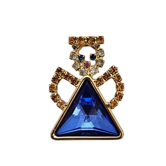 Vintage Gold Tone Rhinestone Angel Pin