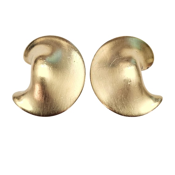 Gold Tone Modernist C Clip On Half Circle Earrings C730