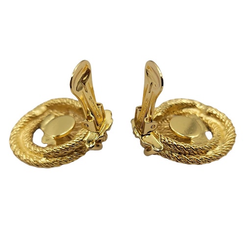 Christian Dior Goldtone shops Clear Rhinestone Clip On Earrings Signed
