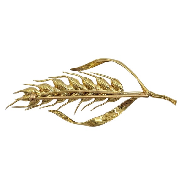 18k Yellow Gold Wheat Brooch, Signed Tiffany, Ita… - image 3