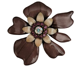 【Llife】BOTTON BROOCH Liz Palacios Enamel Rhinestone Flower Brooch Pin, Signed - Etsy