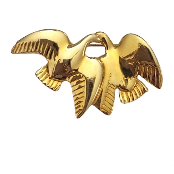 Nina Ricci Gold Tone Doves Brooch Pin, Signed M832
