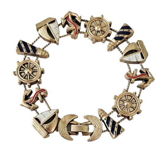 Nautical Lighthouse Anchor Sailboat Slider Charm Bracelet L366