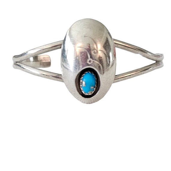 Sterling Silver Turquoise Color Stone Shadow Box Cuff Bracelet L148