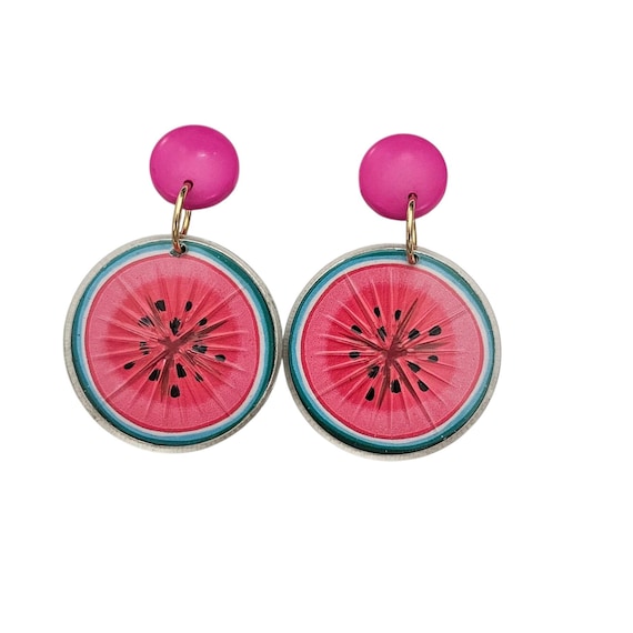 Avon Vintage Watermelon Pink Clip On Earrings Signed