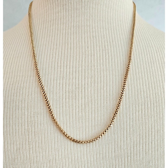 14K Yellow Gold Round Box Chain Necklace, 9.4 Grams, 25 Inches Long
