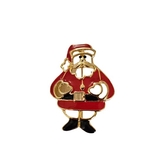 SFJ Red Enamel Santa Pin, Signed L204