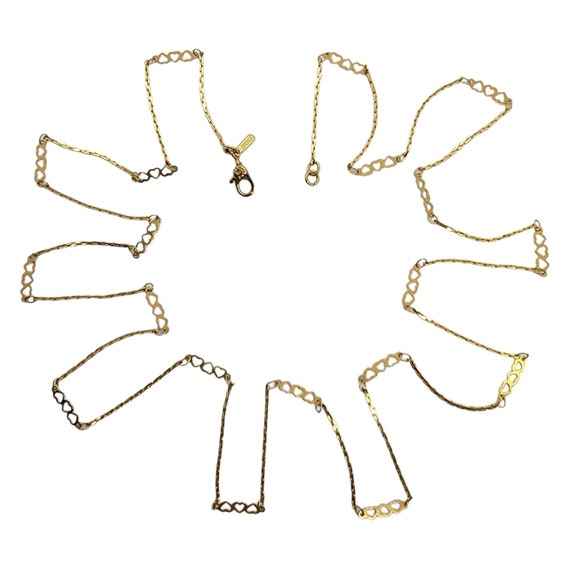 Monet Gold-Tone Heart Chain Necklace, Signed 30”