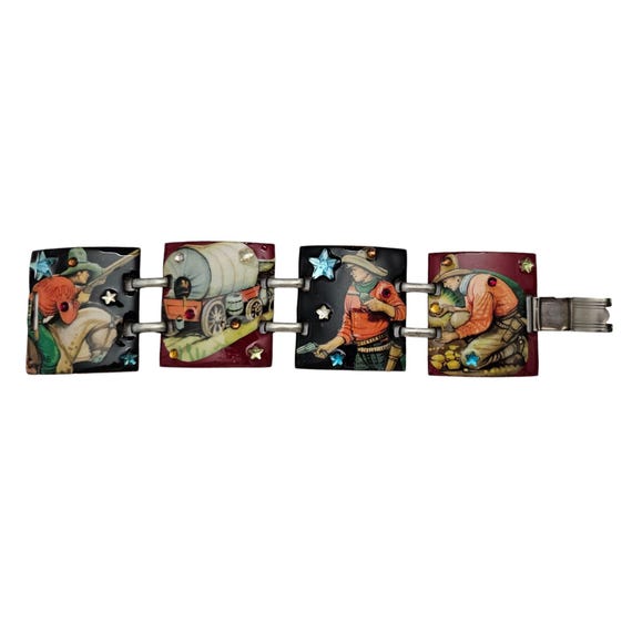 Designs From The Deep Bracelet Western, Pioneer Covered Wagon Panel Story Teller L520
