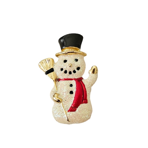 Vintage Enamel Numbered Snowman Brooch L186