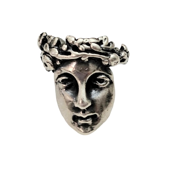 Buch And Deichmann Sterling Silver Lady Face Ring Size 4.25, Signed L590