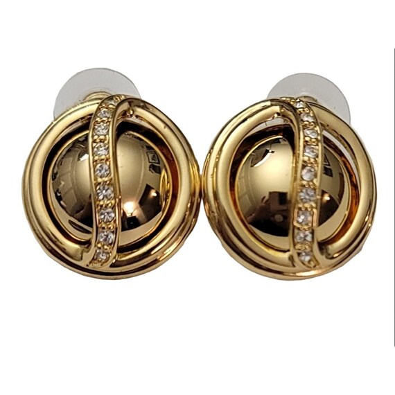 Joan Rivers Gold Tone Pave Cage Post Earrings, Signed M1017