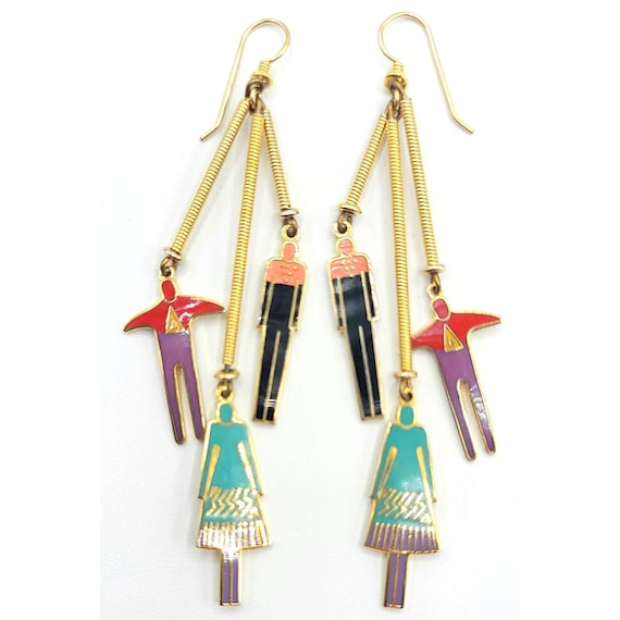 Laurel Burch Femme Homme, Man Woman French Wire Hook Dangle Earrings