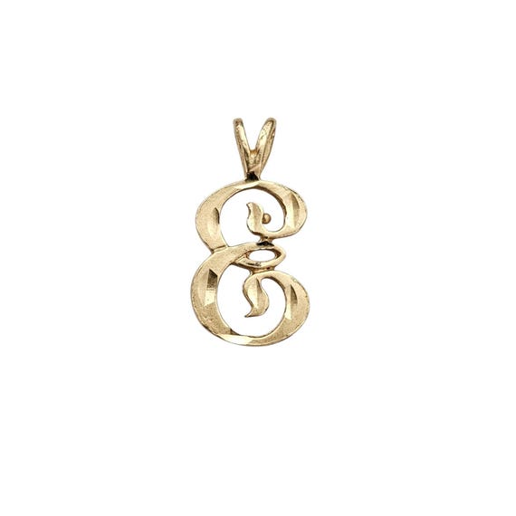 14K Yellow Gold Letter E Pendant