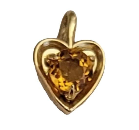 14k Yellow Gold Yellow Stone Tiny Heart Charm M242