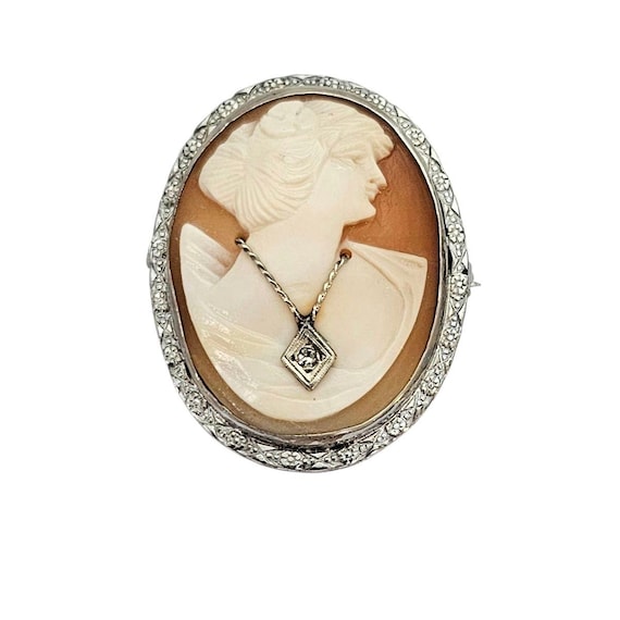 Sterling Silver Shell Carved Cameo Habille Brooch