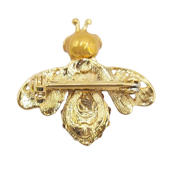 St. John Gold Tone Rhinestone Bee Pin Signed - image 6