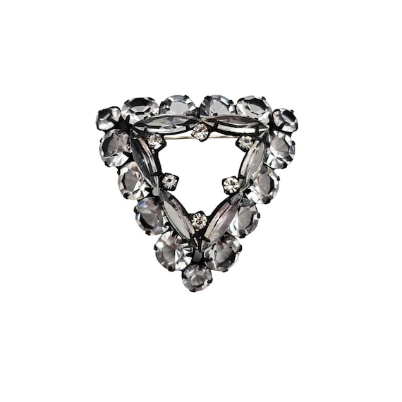 Clear Rhinestone Trillion Brooch Open Back Navette Open Cluster Triangle Pin C888