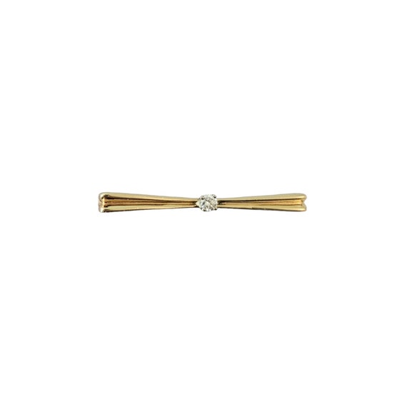 14K Yellow Gold Diamond Bar Brooch Lapel Tie Pin L74