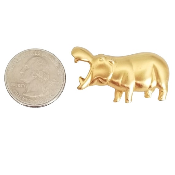 Anne Klein Gold Tone Hippopotamus Brooch Pin, Sig… - image 7