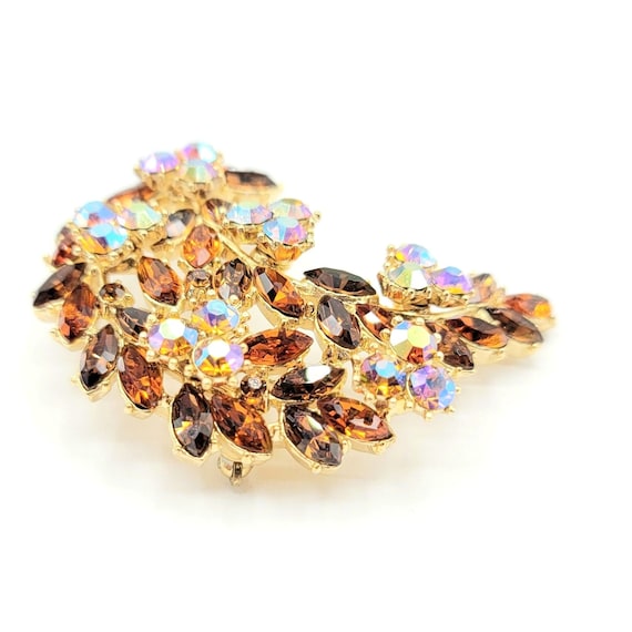 Trifari Crown Golden Rhinestone Topaz, Aurora Bor… - image 3