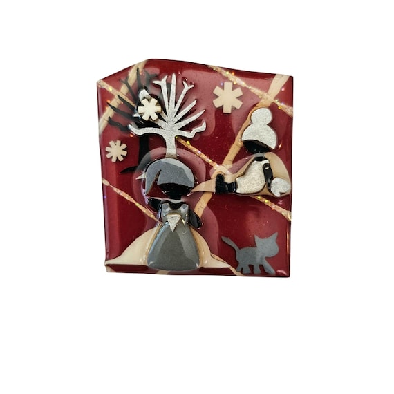 Lucinda Little People Christmas Snowflake Cat Pin J832