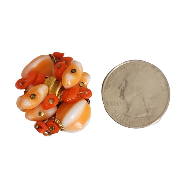 Alice Caviness Orange Glass Bead Clip-On Earrings… - image 7