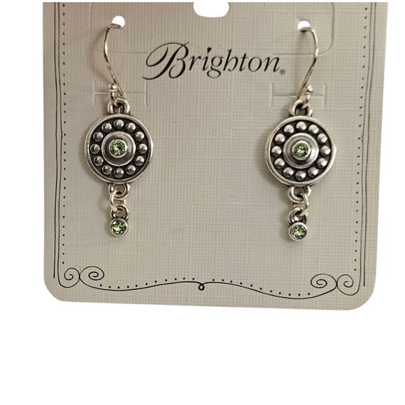 Brighton Pebble Peridot Round Disc Dangle French Hook Earring