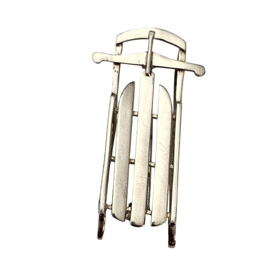 Sterling Silver Snow Sled Brooch J786