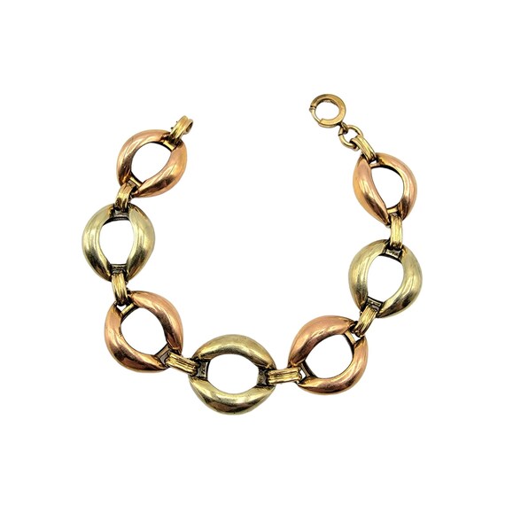 Gold Filled Two Tone Chunky Round Link Thumb Clas… - image 2