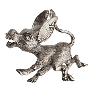 Silver Tone Lively Donkey Mule Figural Pin Brooch image 1