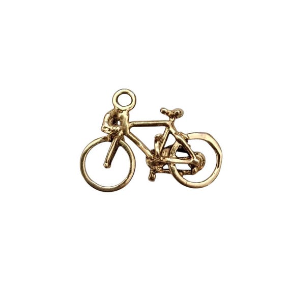 14K Yellow Gold Bicycle Pendant Charm