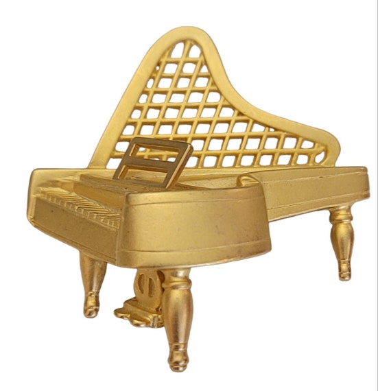 Gold Tone Grand Piano Figural Pin Brooch K216