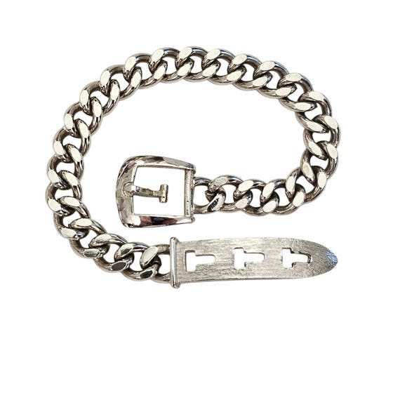 Avon Silver Tone Chain Buckle Bracelet, Signed L826