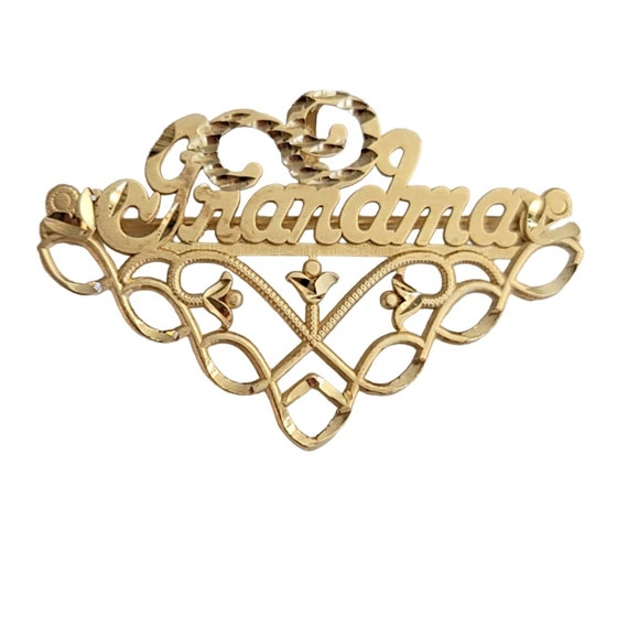 14k Yellow Gold Grandma Brooch Pin Pendant M244