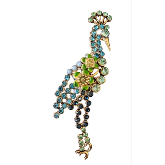 Bird of Paradise Enamel, Rhinestone Statement Brooch K616