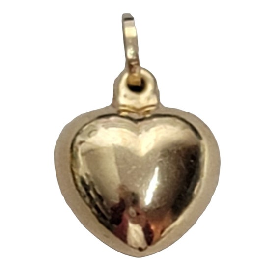 14K Yellow Gold Small Puff Heart Pendant, 0.68 Grams