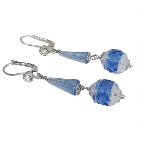 Vintage Czech Glass Bead Lever Back Earrings, M950