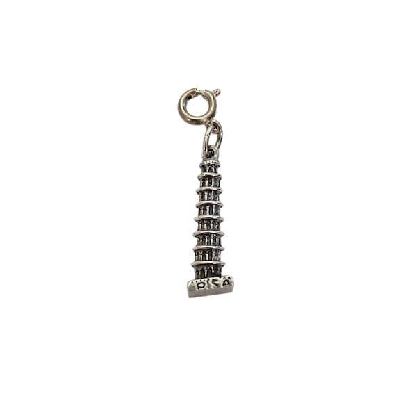 800 Silver Vintage Leaning Tower Of Pisa Charm Pendant, L815