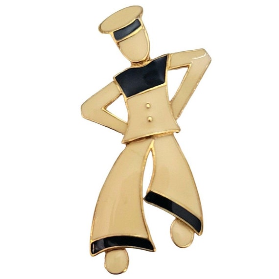 Trifari Blue Navy Enamel Sailor Pin Brooch, Signed K732