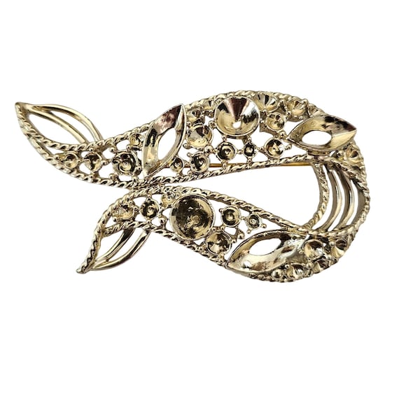 1940-50s Gold Tone Ribbon New Old Stock Brooch Setting J681