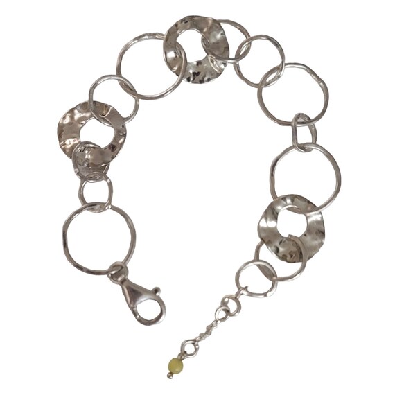 Silpada Sterling Silver Hammered Round Disc Paper Chain Bracelet 8” Long E102