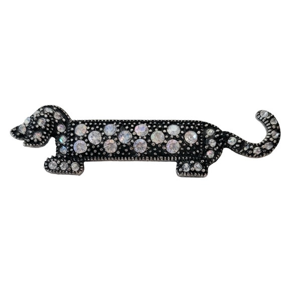 Silver Tone Weiner Dachshund Dog Brooch Pin E952