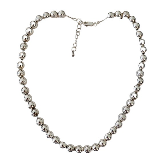 Sterling Silver Chunky Round Bead Necklace 18" Long,  L179
