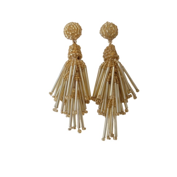 J. Crew Gold Dome Round Glass Tube Shimmering Bead Dangle Post Earrings E810