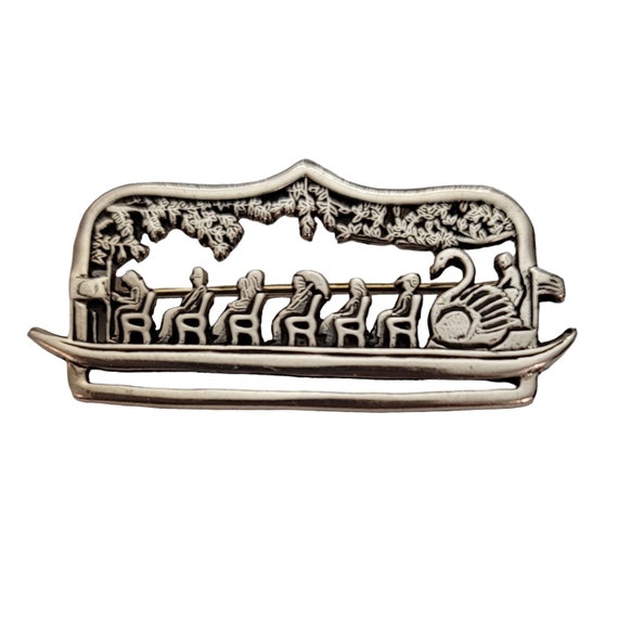 Hand & Hammer De Matteo Sterling Silver Swan Boat Brooch Pin, Signed E262